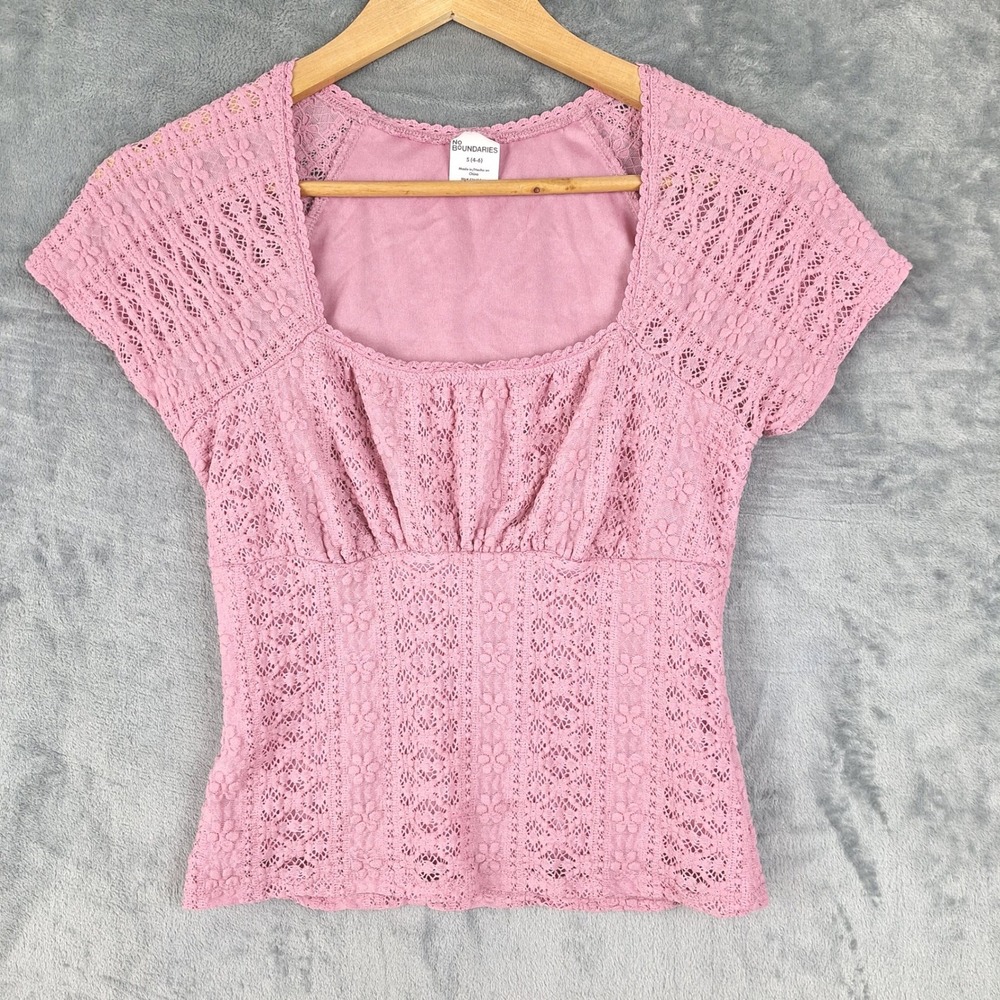 Womens Top Small Pink Babydoll Floral Lace Romantic Feminine Cottagecore Fairy‎